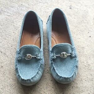 Like new "Coach" women's light blue Moccasins with metallic accent